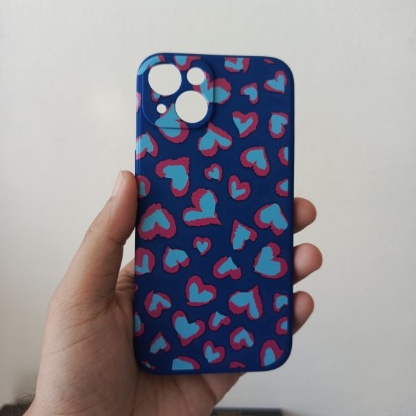 Heart print Case for Iphone 13 Blue